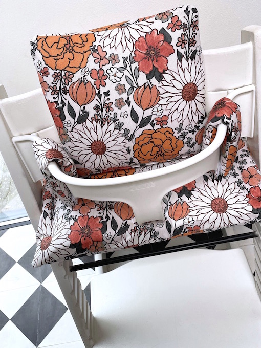 Gecoate retro flowers kussens voor de tripptrapp kinderstoel - Afbeelding 2