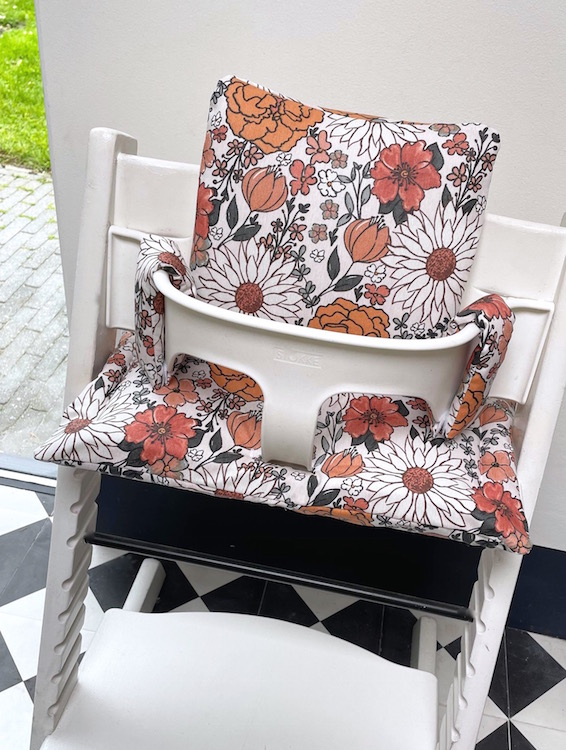 Gecoate retro flowers kussens voor de tripptrapp kinderstoel - Afbeelding 3