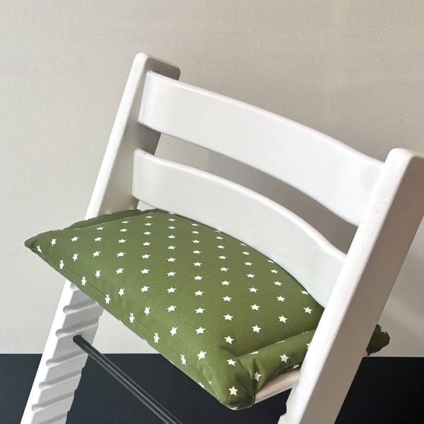 Vintage green gecoat zitkussen voor stokke tripp trapp kinderstoel