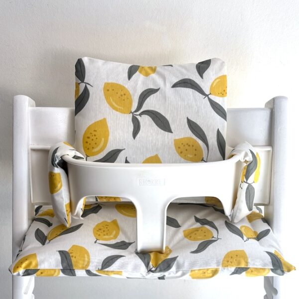 Gecoate lemon kussens voor de Tripp Trapp kinderstoel