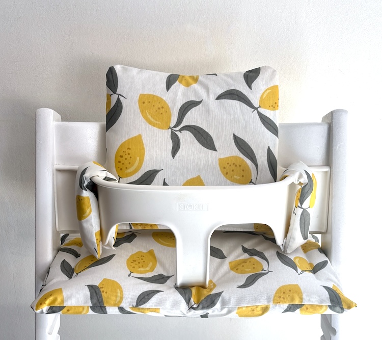 Gecoate lemon kussens voor de Tripp Trapp kinderstoel